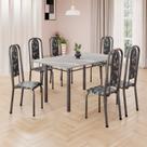 Conjunto de Mesa Retangular 140x75cm Tampo Granito Topázio 6 Cadeiras Lavínea
