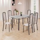 Conjunto de Mesa Retangular 140x75cm Tampo Granito Topázio 6 Cadeiras Lavínea