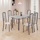 Conjunto de Mesa Retangular 140x75cm Tampo Granito Topázio 6 Cadeiras Lavínea
