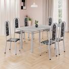 Conjunto de Mesa Retangular 140x75cm Tampo Granito Topázio 6 Cadeiras Lavínea