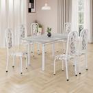 Conjunto de Mesa Retangular 140x75cm Tampo Granito Topázio 6 Cadeiras Lavínea
