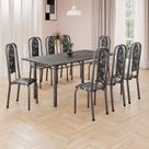 Conjunto de Mesa Retangular 180x75cm Tampo Ardósia Indiana 8 Cadeiras Lavínea