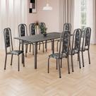 Conjunto de Mesa Retangular 180x75cm Tampo Ardósia Indiana 8 Cadeiras Lavínea