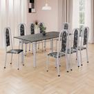 Conjunto de Mesa Retangular 180x75cm Tampo Ardósia Indiana 8 Cadeiras Lavínea