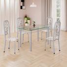 Conjunto de Mesa Retangular a 120x75cm Tampo de Vidro 4 Cadeiras Lavínea Conjunto de Mesa Retangular a 120x75cm Tampo de Vidro 4 Cadeiras Lavínea