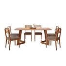Conjunto de Mesa Retangular com Tampo MDF Caju e 6 Cadeiras Juparanã Linho Bege e Cinamomo Conjunto de Mesa Retangular com Tampo MDF Caju e 6 Cadeiras Juparanã Linho Bege e Cinamomo