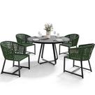 Conjunto de Mesa Ripada 1,00m Moderno com 4 Poltronas Corda Náutica