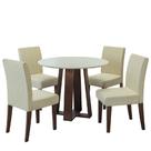 Conjunto de Mesa Sala de Jantar 4 cadeiras Redonda 1,03m Athenas Cedro/Areia