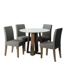 Conjunto de Mesa Sala de Jantar Athenas Redonda 1,03m 4 Cadeiras Trieste Cedro / Off White / Mascavo Dobuê