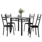 Conjunto De Mesa Sala De Jantar Com 4 Cadeiras Leia Tubular Granito 1,20m Artefamol Preto