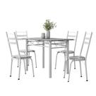 Conjunto De Mesa Sala de Jantar Com 4 Cadeiras Leia Tubular Granito 1,20m Artefamol