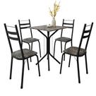 Conjunto De Mesa Sala de Jantar Com 4 Cadeiras Leia Tubular Granito Artefamol
