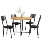 Conjunto De Mesa Sala De Jantar Com 4 Cadeiras Tampo Redondo 1m Madeirado Liz Preto Artefamol Preto