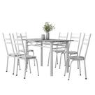 Conjunto De Mesa Sala de Jantar Leia Com 6 Cadeiras Tubular Granito 1,40m Artefamol