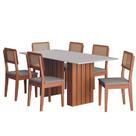 Conjunto De Mesa Sala De Jantar Ripada Tampo Com Vidro 1,80m 6 Cadeiras Santiago Dobuê Madeirado Off White