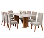 Conjunto de Mesa Sala de Jantar Ripada Tampo com Vidro Mond 2m 8 Cadeiras Sofia Madeirado Veludo