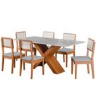 Conjunto De Mesa Sala De Jantar Tampo Com Vidro 1,80m Grécia 6 Cadeiras Santiago Dobuê / Cinza Conjunto De Mesa Sala De Jantar Tampo Com Vidro 1,80m Grécia 6 Cadeiras Santiago Dobuê / Cinza