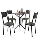 Conjunto De Mesa Sala De Jantar Thais Com 4 Cadeiras Granito Tubular Artefamol Preto/flor Conjunto De Mesa Sala De Jantar Thais Com 4 Cadeiras Granito Tubular Artefamol Preto/flor