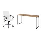 Conjunto de Mesa Studio Carvalho 150 cm com Cadeira de Escritório Diretor Giratória Oslo Branca Conjunto de Mesa Studio Carvalho 150 cm com Cadeira de Escritório Diretor Giratória Oslo Branca