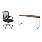 Conjunto de Mesa Studio Nogal 150 cm com Cadeira de Escritório Secretária Giratória Javix Preta Conjunto de Mesa Studio Nogal 150 cm com Cadeira de Escritório Secretária Giratória Javix Preta