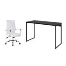 Conjunto de Mesa Studio Preta 120 cm com Cadeira de Escritório Diretor Giratória Cleaner Branca