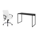 Conjunto de Mesa Studio Preta 120 cm com Cadeira de Escritório Diretor Giratória Oslo Branca Conjunto de Mesa Studio Preta 120 cm com Cadeira de Escritório Diretor Giratória Oslo Branca
