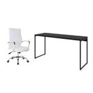 Conjunto de Mesa Studio Preta 150 cm com Cadeira de Escritório Diretor Giratória Cleaner Branca