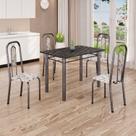 Conjunto de Mesa Tampo Ardósia Indiano com 4 Cadeiras Lívia