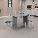 Conjunto de Mesa Tampo de Granito Ocre com 4 Cadeiras Lorena Yescasa Branco/Preto Liso