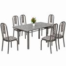 Conjunto de Mesa Teixeira base 3 com 6 cadeiras Madri tampo de granito ocre Preto Conjunto de Mesa Teixeira base 3 com 6 cadeiras Madri tampo de granito ocre Preto