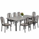 Conjunto de Mesa Teixeira base 3 com 8 cadeiras Madri tampo de granito ocre Preto