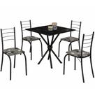 Conjunto de Mesa Teixeira Rio Ipanema tampo de MDP com 4 cadeiras craqueadas Preto Conjunto de Mesa Teixeira Rio Ipanema tampo de MDP com 4 cadeiras craqueadas Preto