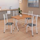 Conjunto de Mesa Tubular 062 100x60cm Tampo em Mdf com 4 Cadeiras Sara