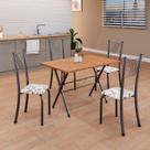 Conjunto de Mesa Tubular 062 100x60cm Tampo em Mdf com 4 Cadeiras Sara