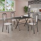 Conjunto de Mesa Tubular 100x60cm Tampo em Ardósia com 4 Cadeiras Lívia
