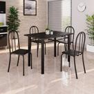 Conjunto de Mesa Tubular 100x60cm Tampo em Ardósia Indiano com 4 Cadeiras