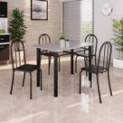 Conjunto de Mesa Tubular 100x60cm Tampo em Granito com 4 Cadeiras Preto