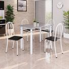 Conjunto de Mesa Tubular 100x60cm Tampo em Granito com 4 Cadeiras