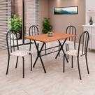 Conjunto de Mesa Tubular 100x60cm Tampo em Mdf com 4 Cadeiras Ane B