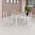 Conjunto de Mesa Tubular 100x60cm Tampo em Topázio com 4 Cadeiras Dany Conjunto de Mesa Tubular 100x60cm Tampo em Topázio com 4 Cadeiras Dany