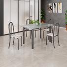 Conjunto de Mesa Tubular 120cm X 75cm Tampo em Granito Topázio com 4 Cadeiras Iris