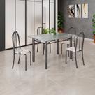 Conjunto de Mesa Tubular 120cm X 75cm Tampo em Granito Topázio com 4 Cadeiras Iris Conjunto de Mesa Tubular 120cm X 75cm Tampo em Granito Topázio com 4 Cadeiras Iris