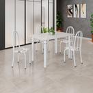 Conjunto de Mesa Tubular 120cm x 75cm Tampo em Vidro com 4 Cadeiras Iris B Branco Off White/Branco Conjunto de Mesa Tubular 120cm x 75cm Tampo em Vidro com 4 Cadeiras Iris B Branco Off White/Branco