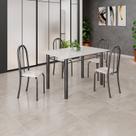 Conjunto de Mesa Tubular 120cm X 75cm Tampo em Vidro com 4 Cadeiras Iris B