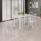 Conjunto de Mesa Tubular 120cm X 75cm Tampo em Vidro com 4 Cadeiras Iris B