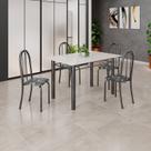 Conjunto de Mesa Tubular 120cm X 75cm Tampo em Vidro com 4 Cadeiras Iris B