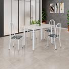 Conjunto de Mesa Tubular 120cm X 75cm Tampo em Vidro com 4 Cadeiras Iris B