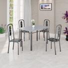 Conjunto de Mesa Tubular 120cm X 75cm Tampo Granito Ocre com 4 Cadeiras Lívia