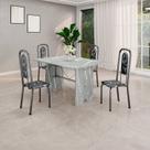 Conjunto de Mesa Tubular 120cm x 75cm Tampo Granito Topázio com 4 Cadeiras Lara Prata/Preto