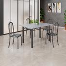 Conjunto de Mesa Tubular 120x75cm Tampo em Granito Ocre com 4 Cadeiras Iris